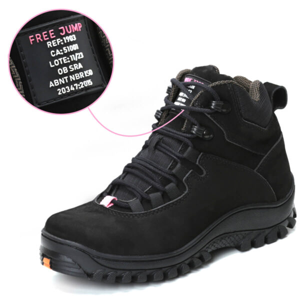 Bota de EPI com C.A de Couro com Palmilha Gel Nobuck Feminina Rosa 1903