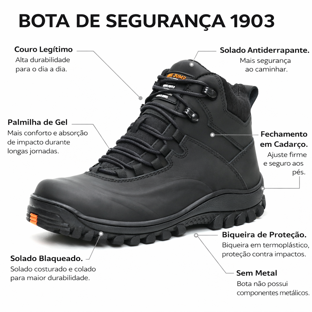 Bota de EPI com C.A de Couro com Palmilha Gel 1903 - Imagem 6