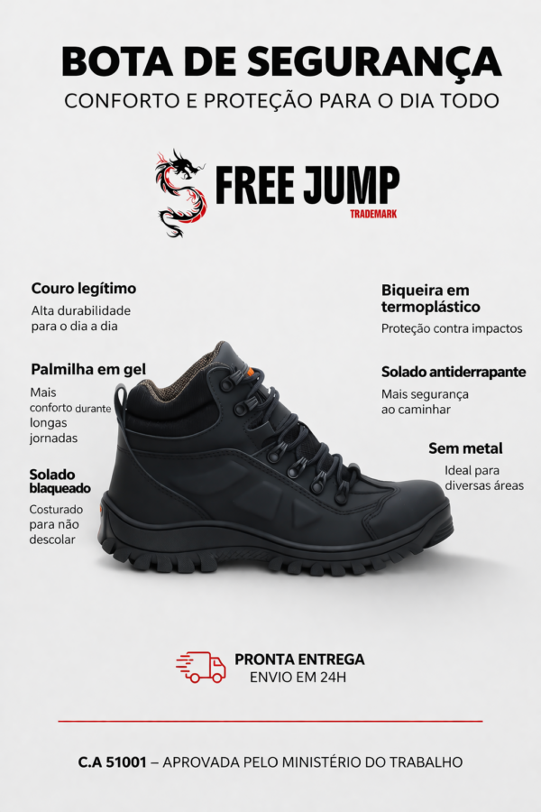 Bota Coturno com C.A EPI de Couro com Palmilha de Gel 1901