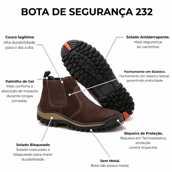 Botina EPI Couro C.A Biqueira com Palmilha de Gel 232