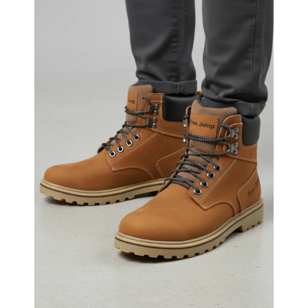 Coturno Masculino Couro Palmilha Gel Mostarda