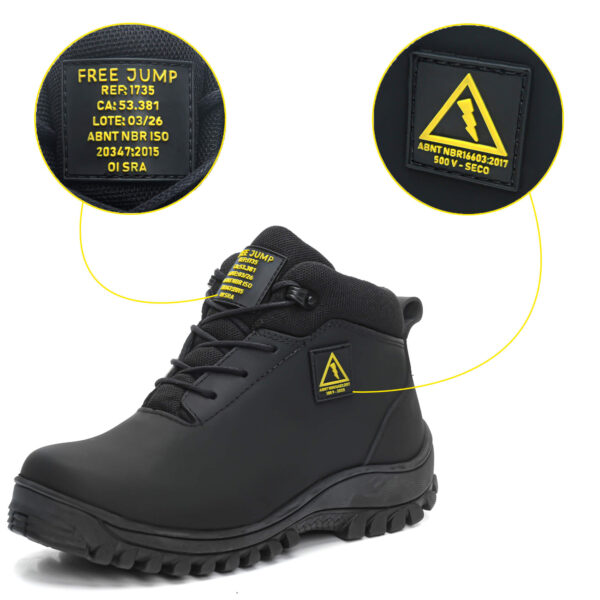 Bota EPI Eletricista CA Isolante Elétrica de Couro com Palmilha de Gel